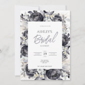 Invitation à la douche nuptiale Florale noire (Devant)