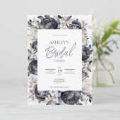 Invitation à la douche nuptiale Florale noire (Debout devant)