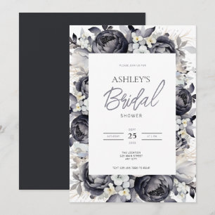Invitation à la douche nuptiale Florale noire