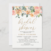 Invitation à la douche nuptiale Florale Peach Gold (Devant)