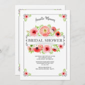 Invitation à la douche nuptiale Florale Rouge (Devant / Derrière)