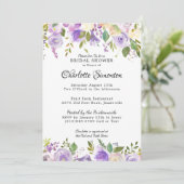 Invitation à la douche nuptiale florale violet et  (Debout devant)