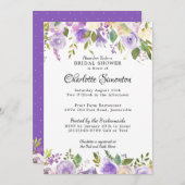 Invitation à la douche nuptiale florale violet et  (Devant / Derrière)