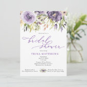 Invitation à la douche nuptiale florale violette (Debout devant)