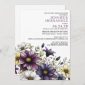 Invitation à la douche nuptiale florale violette (Devant / Derrière)