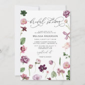 Invitation à la douche nuptiale florale violette (Devant)