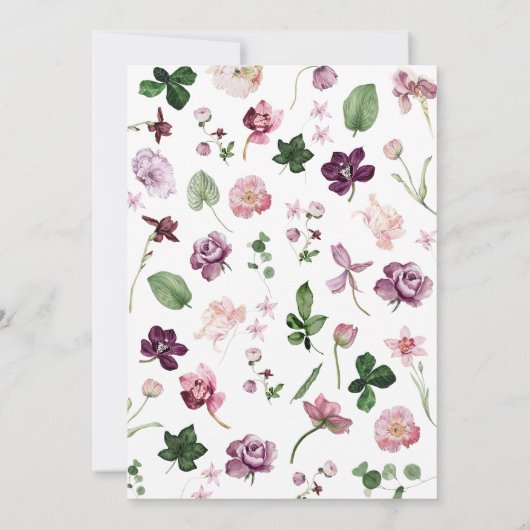 Invitation à la douche nuptiale florale violette (Dos)