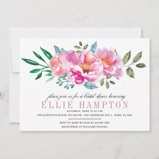 Invitation à la douche nuptiale florale violette m (Devant)