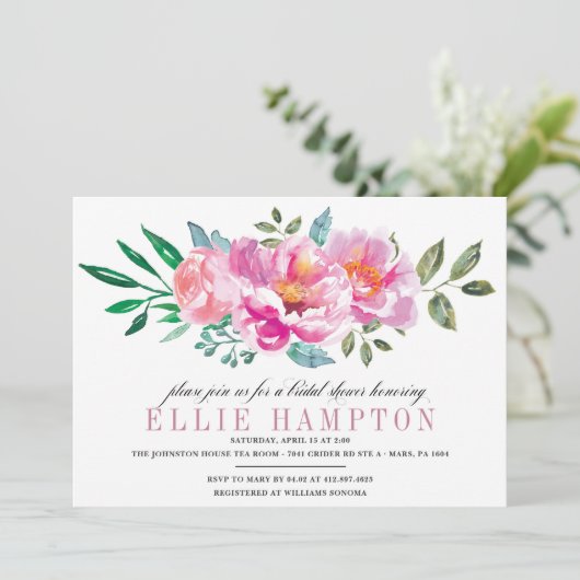 Invitation à la douche nuptiale florale violette m (Debout devant)