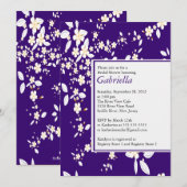 Invitation à la douche nuptiale florale violette m (Devant / Derrière)