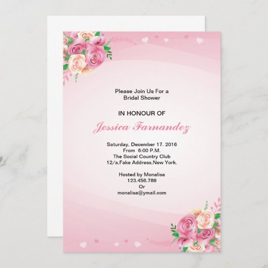 Invitation à la douche nuptiale florale vive (Devant / Derrière)