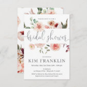 Invitation à la douche nuptiale florale, wedding s (Devant / Derrière)