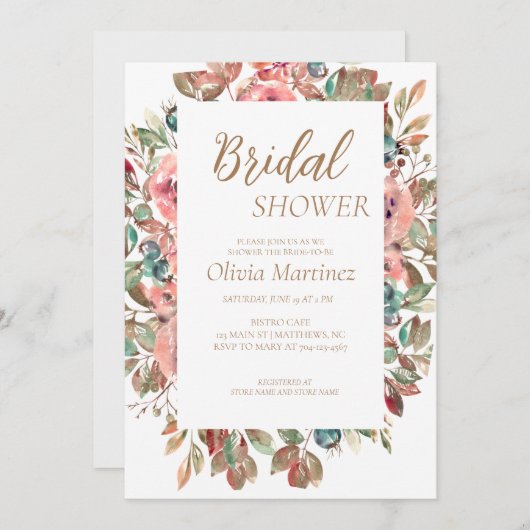 Invitation à la douche nuptiale floue (Devant / Derrière)