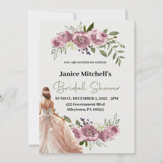 Invitation à la douche nuptiale floue (Devant)