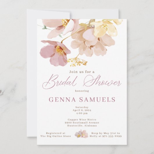 Invitation à la douche nuptiale floue (Devant)