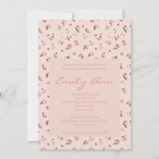 Invitation à la douche nuptiale floue et broche (Devant)