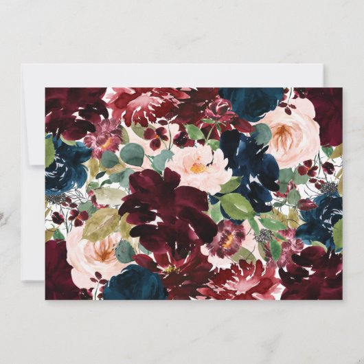 Invitation à la douche nuptiale flush & Navy Flora (Dos)