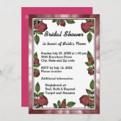 Invitation à la douche nuptiale Frame and Red Rose (Devant / Derrière)