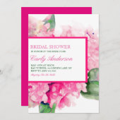 Invitation à la douche nuptiale Fuschia Floral (Devant / Derrière)
