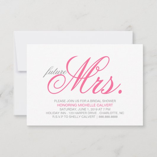 Invitation à la douche nuptiale| future Mme (Devant)