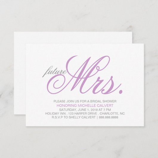 Invitation à la douche nuptiale| future Mme (Devant / Derrière)