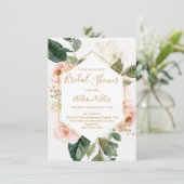 Invitation à la douche nuptiale géométrique floral (Debout devant)