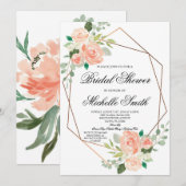 Invitation à la douche nuptiale géométrique floral (Devant / Derrière)