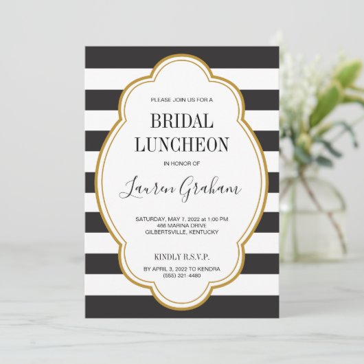 Invitation à la douche nuptiale Glam Stripe (Debout devant)