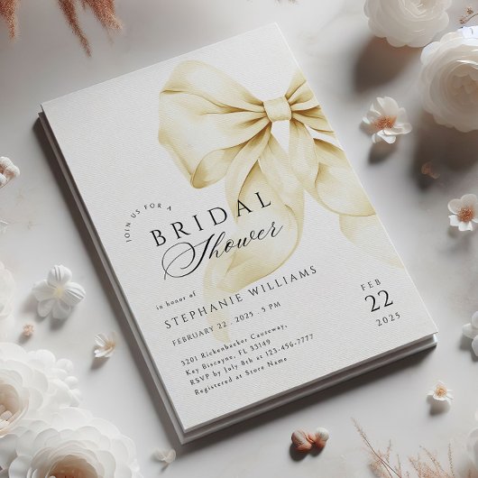 Invitation à la douche nuptiale Gold Bow