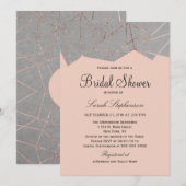 Invitation à la douche nuptiale Gold Geo Rose mode (Devant / Derrière)