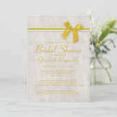 Invitation à la douche nuptiale Gold Rustic Burlap (Debout devant)