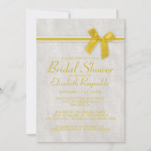 Invitation à la douche nuptiale Gold Rustic Burlap