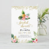 Invitation à la douche nuptiale Gold Tropical (Debout devant)