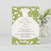 Invitation à la douche nuptiale Gown Green Floral (Debout devant)