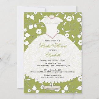 Invitation à la douche nuptiale Gown Green Floral