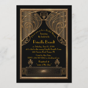 Invitation à la douche nuptiale, grand Gatsby Blac