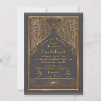 Invitation à la douche nuptiale, grand Gatsby, or