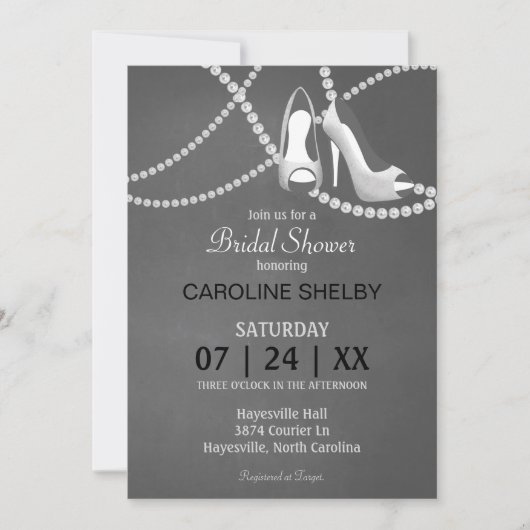 Invitation à la douche nuptiale Gray Pearl et High (Devant)