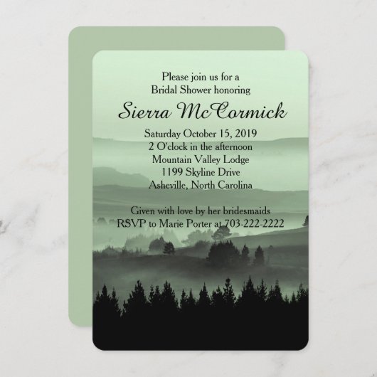Invitation à la douche nuptiale Green Rustic Mount (Devant / Derrière)
