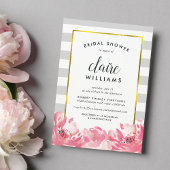 Invitation à la douche nuptiale Gris Gris et rose