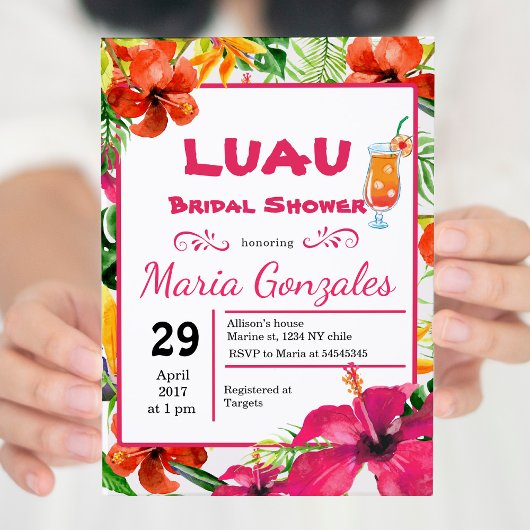 Invitation à la douche nuptiale Hawaiian Luau
