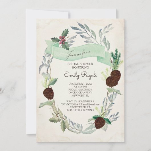 Invitation à la douche nuptiale hiver (Devant)