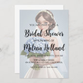 invitation à la douche nuptiale hydrangée bleu pou (Devant / Derrière)