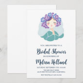 invitation à la douche nuptiale hydrangée bleu pou (Devant / Derrière)