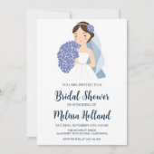 invitation à la douche nuptiale hydrangée bleu pou (Devant)