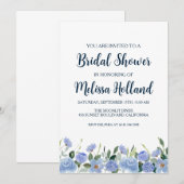 invitation à la douche nuptiale hydrangée bleu pou (Devant / Derrière)