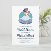 invitation à la douche nuptiale hydrangée bleu pou (Debout devant)