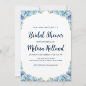 invitation à la douche nuptiale hydrangée bleu pou (Devant)