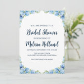 invitation à la douche nuptiale hydrangée bleu pou (Debout devant)