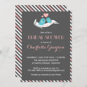 Invitation à la douche nuptiale Inséparable rose G (Devant / Derrière)